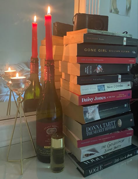 Books 
Literature 
Candles 
Red 
Devil
Dakota warren 
Femme fatale 
Devine feminine 
Rory Gilmore 
Blood 
Fallen angel Books Aesthetic Stack, Book Tower Decor, Book Stack Nightstand, Book Stacks Aesthetic Bedroom, Books Stacked On Floor, Stacks Of Books Aesthetic, Stack Of Books Aesthetic, Book Stack Aesthetic, Book Stacks Aesthetic