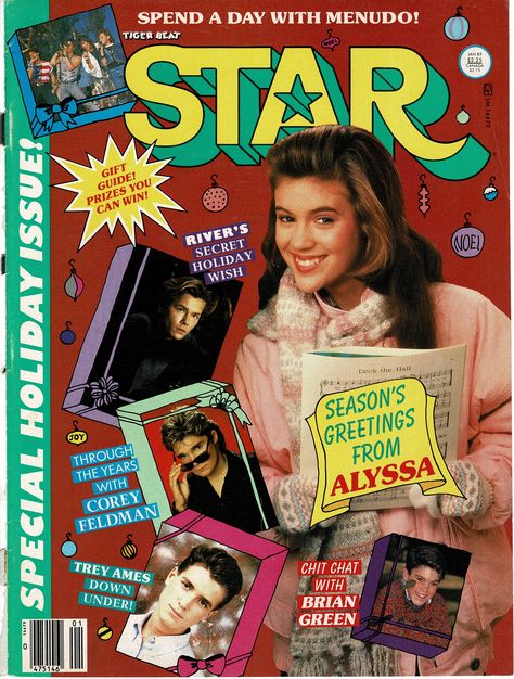 Tiger Beat STAR - January 1989 - Special Holiday Issue - Season's Greetings From Alyssa! Tiger Beat Magazine 2000s, 90s Magazine Covers, 90s Yearbook, Tiger Beat Magazine, 80s Magazine, Senior Year Fun, Magazine Front Cover, Corey Feldman, Tiger Beat