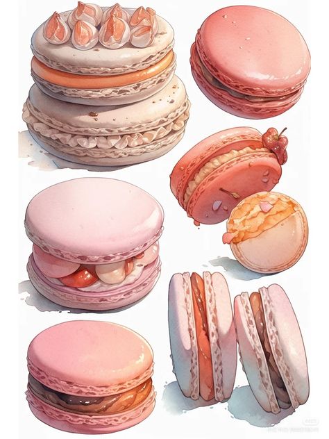 Macaroons Illustration, Macaroon Illustration, Macarons Illustration, Macaron Drawing, Macaron Painting, Macarons Drawing, Macaron Illustration, Macarons Aesthetic, Macaron Art