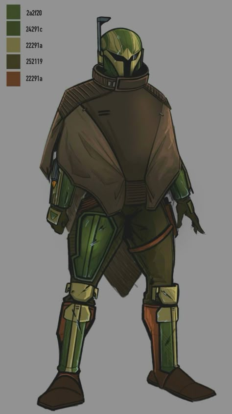 Bounty Hunter Oc Star Wars, Mandolorian Armour Oc, Star Wars Bounty Hunter Oc, Mandalorian Ocs, Star Wars Oc Male, Oc Mandalorian, Green Mandalorian, Mandalorian Concept, Mandalorian Design