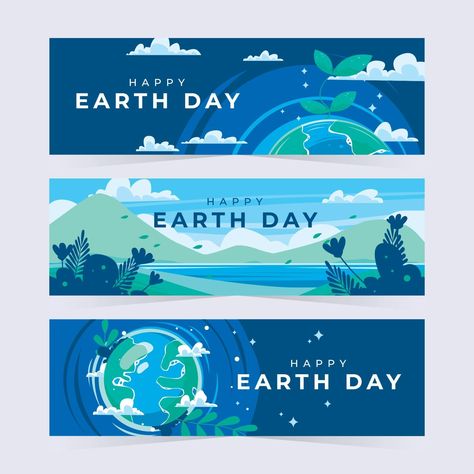 Earth Day Graphics, Poster Landscape Design, Header Design Ideas, Landscape Banner Design, Earth Day Banner, Nature Banner, Earth Day Poster, Banner Design Ideas, Website Slider