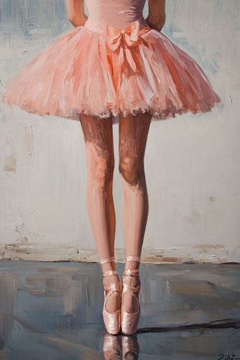 ✨🌸 Grace in Motion 🌸✨ This stunning oil painting captures the elegance of a ballerina in a delicate pink tutu and pointe shoes, standing on tiptoe in a ballet studio. The focus on her poised form, from neck down, tells a beautiful story of dedication and artistry. 🩰🌟 Perfect for any dance lover's space! 🎨💖 #BalletArt #Ballerina #OilPainting #DanceInspiration #ArtLovers #DecorIdeas... Ballerina Legs, Ballet Painting, Ballerina Painting, Ballet Studio, Tutu Ballet, Ballet Art, Dance Lover, Pink Painting, Pink Ballerina