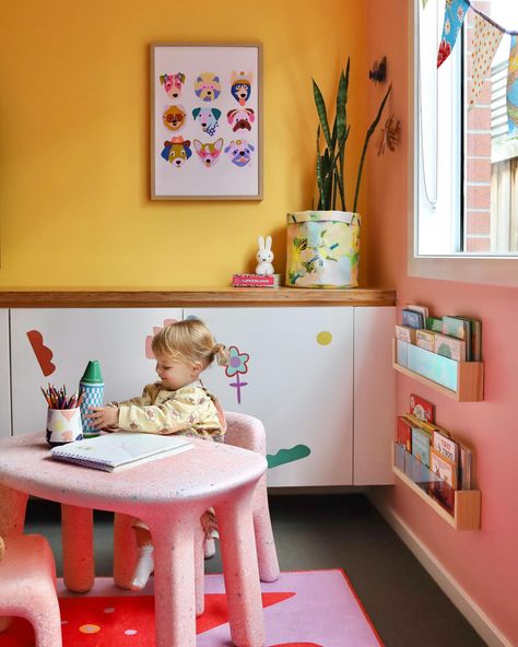 It’s never too early to fill your child’s life (and rooms) with colour and fun. Life is too short for anything else 🌈✨ Playroom by the incredible artist @amygibbsdesign #kidsinterior #colours #kidsplay #EndlessPossibilities Play Area Living Room, Colourful Playroom, Kids Furniture Design, Colorful Playroom, Fun Life, Kids Play Area, Life Is Too Short, Kids Interior, Shelf Styling