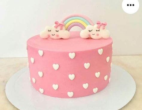 Pink Cake With Rainbow, Girly Birthday Cakes For Kids, Cake Decorating Rainbow, Simple Rainbow Cake, Pink Rainbow Cake, Cute Pink Cake, Cupcakes Bonitos, Girly Birthday Cakes, Cake Designs For Kids