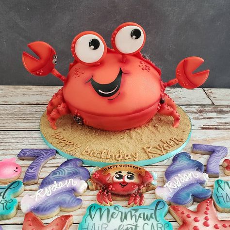 Little Crabby-Crab cake for my Little Crabby-Crab's Under the Sea Birthday 😊 Strawberry & Lemon, of course! Crab Birthday Cake, Crab Birthday Cakes, Ranch Cookies, Under The Sea Birthday, Crab Cake, 6 Cake, Strawberry Lemon, Sea Birthday, Summer Theme