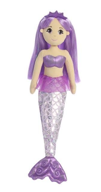 18" Sea Sparkles Amethyst Mermaid Soft Doll Deep Purple Hair, Ragdoll Doll, Mermaid Plush, Mermaid Toys, Purple Mermaid, Mermaid Dolls, Madrid Barcelona, Beautiful Mermaids, Mermaid Birthday Party