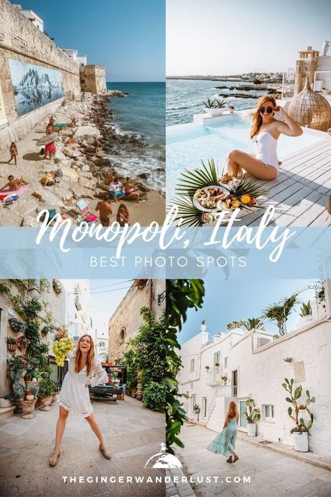 Monopoli is a super cute town in the region of Puglia in southern Italy. If you’re planning on road tripping around Puglia you have to add Monopoli to your itinerary! There are lots of cute streets and instaworthy hotels here! Check out the most instagrammable photo spots in Monopoli! They are all really close to each other so you can easily visit them all in one day. Puglia Instagram Spots, Monopoli Italy, Cute Town, Matera Italy, Italy 2023, Europe 2024, Instagram Locations, Honeymoon Ideas, Italy Itinerary