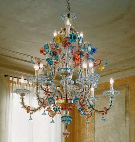 murano glass chandelier - Google Search French Empire Chandelier, Stained Glass Chandelier, Chandelier Glass, Glass Chandeliers, Murano Chandelier, Floral Chandelier, Italian Lighting, Murano Glass Chandelier, Gold Chandelier