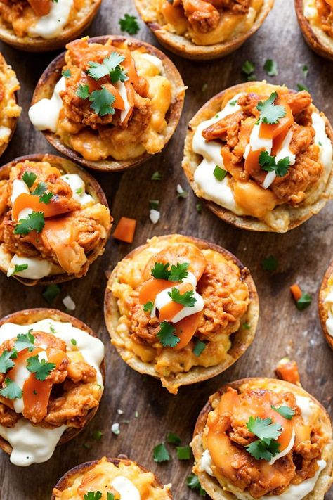 Buffalo Chicken Smashed Potato Cups Recipe

Ingredients

- 2 cups cooked and mashed potatoes
- 1 cup shredded cooked buffalo chicken
- 1/2 cup shredded cheddar cheese
- 1/4 cup ranch dressing
- 1/4 cup green onions, chopped
- 1 tablespoon hot sauce (optional)
- Salt and pepper to taste
- Olive oil for greasing the muffin tin

Full Cooking Instructions on... Buffalo Chicken Smashed Potatoes, Buffalo Chicken Potato Skins, Smashed Potato Cups Muffin Tins, Smashed Potato Cups, Buffalo Chicken Potato, Double Baked Potatoes, Potato Cups, Chicken Potato, Shredded Cheddar Cheese