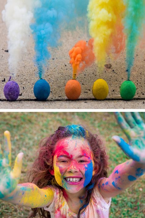 WOW the kids this summer and make chalk bombs! This DIY sidewalk chalk activity could not be more fun. #chalkart #chalkpaint #chalkboms #smokeart #smokeboms #smokebomsdiy #sidewalkchalkart #sidewalkchalk #sidewalkchalkartideas #sidewalkchalkpaint #activitiesforkids #growingajeweledrose Color Wars Activities For Kids, Holi Arts And Crafts For Kids, Holi Activities For Kids Ideas, Chalk Activities For Kids, Chalk Activity, Diy Sidewalk Chalk, Diy Sidewalk, Chalk Activities, Spray Chalk