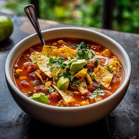 Tortilla Soup Recipe - Quick and Delicious Best Tortilla Soup Recipe, Beef Tortilla Soup, Homemade Tortilla Soup, Easy Tortilla Soup, Easy Tortilla Soup Recipe, Tortilla Soup Easy, Tortilla Soup Recipe, Tortilla Soup, Cooking Light