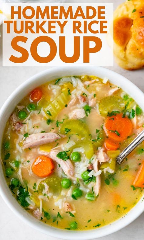 Turkey And Rice Soup, Easy Turkey Soup, Homemade Turkey Soup, Turkey Rice Soup, Turkey And Rice, Turkey Rice, The Best Turkey, Turkey Soup Recipe, Crockpot Recipes Beef Stew