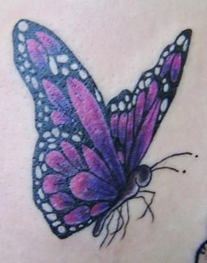 butterfly tattoo by ~twinklyfairypants on deviantART Purple Monarch Butterfly Tattoo, Purple Butterfly Tattoo Designs, Purple Butterfly Tattoos, Purple Butterfly Tattoo Memorial, Butterfly Tattoo Purple, Tattoos Memorial, Butterfly Tats, Purple Tattoo, Mens Butterfly Tattoo