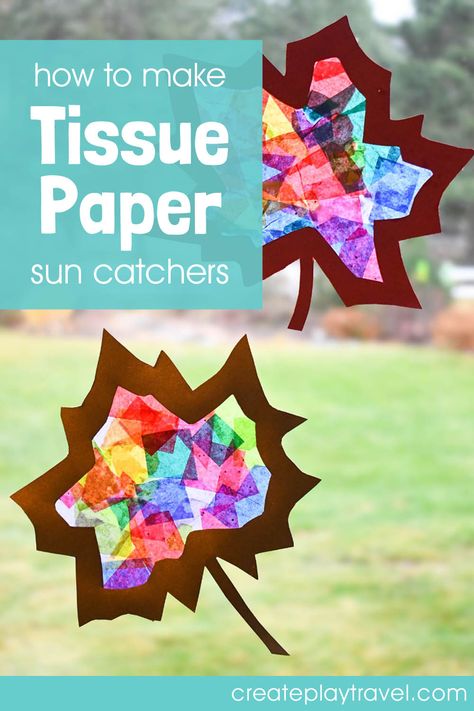 Fall Sun Catchers Preschool, Tissue Paper Stained Glass Christmas, Leaf Sun Catchers For Kids, Fall Sun Catchers For Kids, Fall Tissue Paper Crafts, Diy Sun Catchers For Kids, Fall Suncatchers For Kids, Tissue Paper Sun Catcher, Paper Sun Catchers