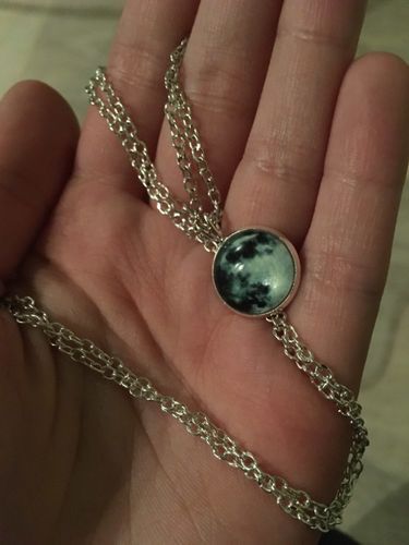 "kulonchik very cute, light turns on. fast shipping" - A***r Glowing Moon Necklace, Moonglow Necklace, Glowing Moon, Moon Necklace, A R, Diamond Necklace, Moon, Turn Ons