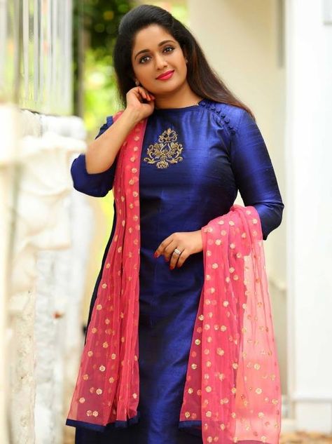 Actress Kavya Madhavan stills. Churidar Models, Suit Neck Designs Indian, Suit Neck Designs, Suit Neck, Salwar Neck Designs, Churidar Designs, Designer Kurti Patterns, Salwar Designs, Kids Frocks Design