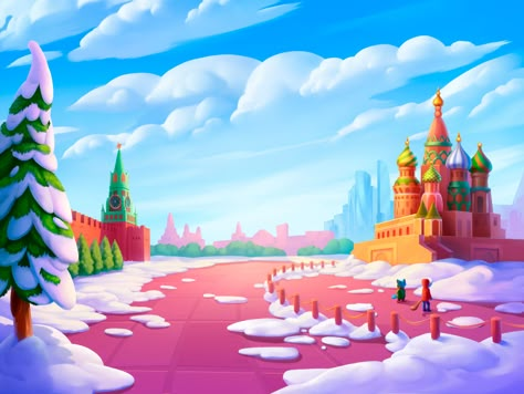 ArtStation - Moscow, 2D background for Bingo, AAA Game Art Studio Mobile Game Art, Mobile Art Studio, Christmas Theme Background, Christmas Pattern Background, 2d Background, Bingo Casino, Game Background Art, Bingo Blitz, Game Card Design