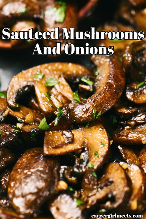 OMG, these sauteed mushrooms and onions are the perfect dinner side when serving steak, burgers, chicken, or any meal. This best recipe is incredibly delicious, and the mushrooms are caramelized to perfection with the onions. They are sauteed with garlic, butter, olive oil, and some red wine (no Worcestershire). This recipe is better than any fine steakhouse!!

// sauteed mushrooms and onions // dinner recipes // Onions And Mushrooms Sauteed, Sauted Mushrooms And Onion, Sauteed Shitake Mushrooms, Mushroom Bell Pepper Onion Recipe, Steakhouse Garlic Butter Mushrooms, Sauteed Onions For Steak, Steak Mushrooms Onions, Carmelized Onions And Mushrooms Easy, Texas Roadhouse Mushrooms And Onions