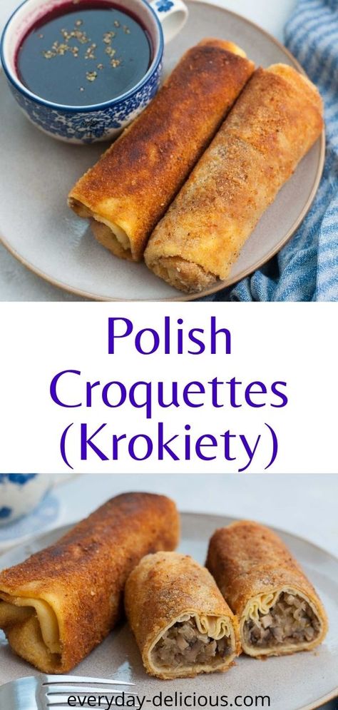 Easy Polish Recipes, Polish Food Traditional, Croquette Recipe, Swedish Foods, Mushroom Filling, Poland Food, European Dishes, Eastern European Recipes, Ukrainian Recipes