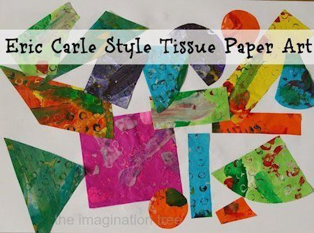 Eric Carle Tissue Paper Prints – Lesson Plans Eric Carle Crafts, Eric Carle Art, Prek Art, Eric Carle Activities, Teacher Corner, Tissue Paper Art, Imagination Tree, Author Study, Art Teaching