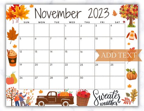 Editable November 2023 Calendar, Printable Fall Calendar, Wall Calendar 2023 with Pumpkins, Monthly Classroom Calendar, Holiday Calendar by cherylprintables on Etsy Diy November Calendar, Cute November Calendar 2023, November Calendar White Board, Thanksgiving Calendar Ideas, November White Board Ideas Calendar, November Whiteboard Calendar, November Dry Erase Calendar Ideas, November Calendar 2023 Aesthetic, November Calendar Ideas White Board