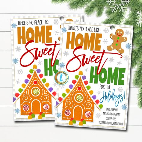 Christmas Realtor Pop By Gift Tag, No place like home Sweet home, Holiday Real Estate Marketing Printable, Open House, DIY Editable Template Holiday Real Estate, Realtor Open House, Open House Gift, Pop By, Health Marketing, Christmas Marketing, Marketing Gift, No Place Like Home, Holiday Market