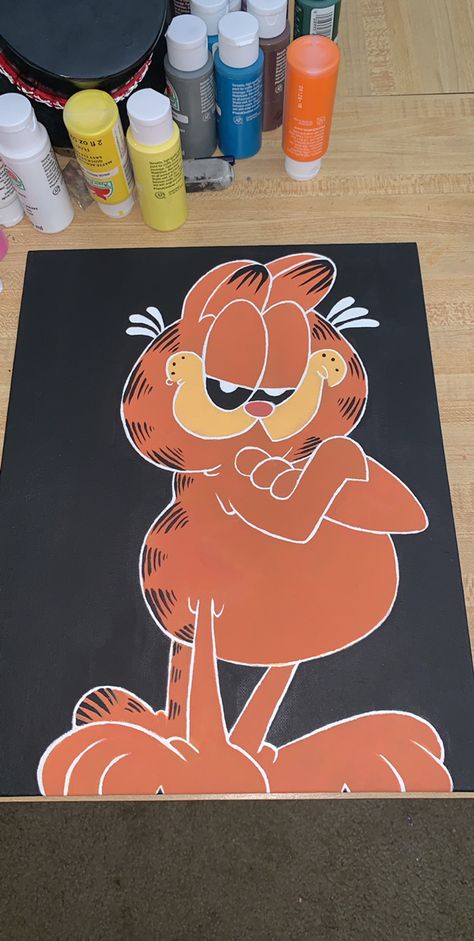 Painted garfield Garfield Painting, Canvas Art Projects, Pretty Art, Painting Ideas, Art Projects, Canvas Painting, Canvas Art, Paintings, Canvas