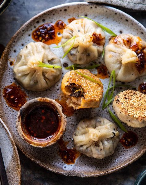 Tandoori-Inspired Roast Cauliflower Bowls Recipe - PureWow Chinese Steamed Dumplings, Mushroom Dumplings, Turkey And Dumplings, Vegetarian Dumpling, Dumpling Recipes, Chinese Mushrooms, Easy Dumplings, Traditional Chinese Food, Dumpling Dough