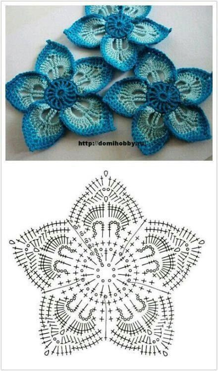 Crocheted Flowers, Crochet Flower Tutorial, Freeform Crochet, Crochet Diy, Crochet Motifs, Crochet Free, Crochet Flower Patterns, Crochet Diagram, Crochet Applique