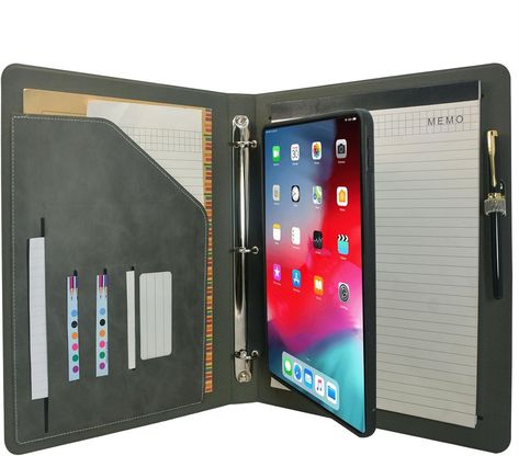 Amazon.com: Tablet Organizer Portfolio Case with 3-Ring Binder, Binder Padfolio File Folder with Removable Tablet Holder, Compatible with 11-inch iPad Pro(2024) (Brown) : Office Products Ipad Smart Folio, Leather Folder For Documents, Tablet Organizer, Leather 3 Ring Binder, Loose Leaf Binder, Leather Padfolio, Portfolio Case, Leather Binder, Padfolio