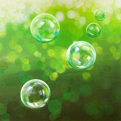 Blurry Painting Tutorial, Painting Bubbles Watercolor, Blurry Background Painting, Bubble Painting Ideas, Bokeh Background Painting, Acrylic Bubble Painting, Bubbles Painting Tutorial, Painting Bubbles Acrylic, Bokeh Effect Painting