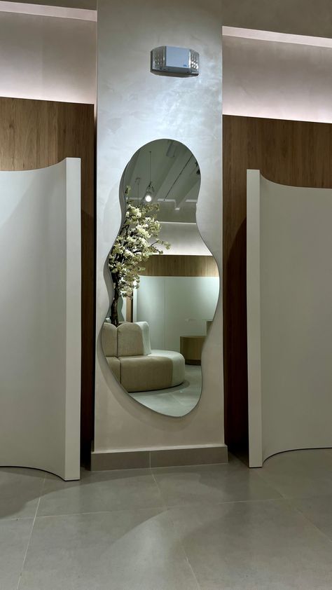 Organics mirror Mirror Ideas Aesthetic, Wavy Mirror Aesthetic, Wall Mirror Ideas Bedroom, Funky Mirror Ideas, Wall Mirror Ideas Living Room, Wall Mirror Ideas, Blob Mirror, Funky Mirrors, Mirror Aesthetic