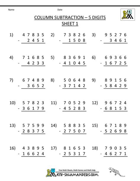 4th-grade-subtraction-worksheets-column-subtraction-5-digits-1.gif 1,000×1,294 pixels Year 5 Maths Worksheets, Year 6 Maths, Grade 6 Math Worksheets, Math Subtraction Worksheets, Grade 5 Math Worksheets, Grade 5 Math, Math Fact Worksheets, Fun Math Worksheets, Math Practice Worksheets