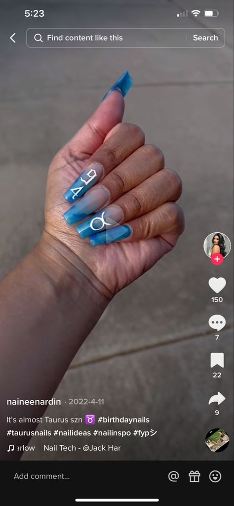 Zodiac Nails Taurus, Taurus Nail Ideas, Taurus Nail Art, Zodiac Sign Nail Designs, Taurus Nails Designs Acrylic, Aquarius Nails Art Zodiac Signs, Taurus Nails Designs Acrylic Birthday, Birthday Nails Taurus, Capricorn Nails Designs