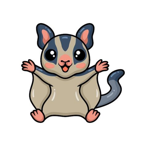 Cute Sugar Glider, Animal Doodles, Sugar Glider, Royalty Free Photos, Transparent Png, Premium Vector, Cute Cartoon, Vector Art, Graphic Resources