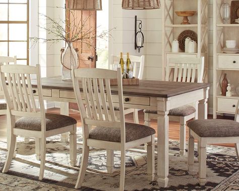 Amazon.com - Signature Design by Ashley D647-25 Bolanburg Rectangular Dining Room Table - Tables Fantasy Beach, Rectangular Dining Room Table, Set Meja Makan, Ashley Homestore, Table Large, Прикроватные Тумбочки, Cottage Furniture, Counter Height Dining Table, Beautiful Cottages