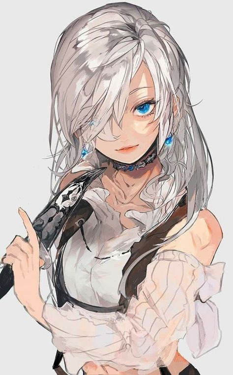 Girl With White Hair, Art Manga, Anime Drawing, 판타지 아트, Art Anime, Anime Kawaii, Silver Hair, An Anime, White Hair