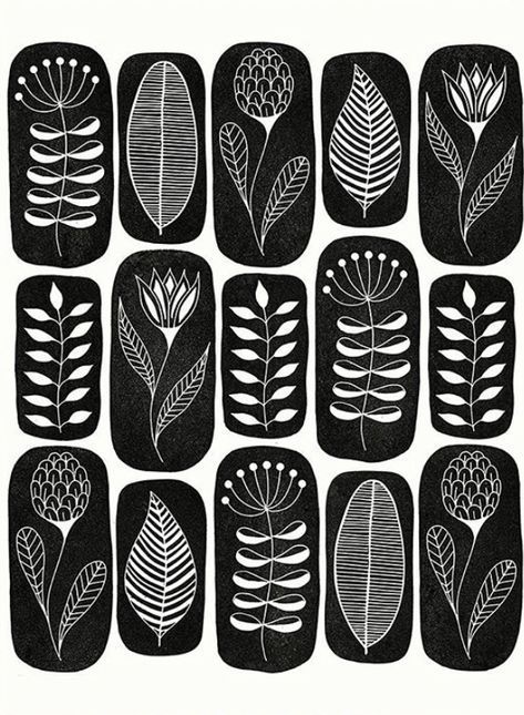 Botanical Tiles, Modele Zentangle, Decorations For Table, Linocut Printmaking, Lino Art, Lino Printing, Linocut Art, Lino Prints, Easter Decorations Ideas