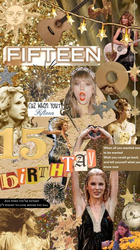 IM FIFTEEN. 🥳. #taylorswift #fearless #fearlesstaylorsversion #fifteen #taylorsversion #fifteentaylorsversion #gilmoregirls #yellow #birthday #birthtay Fifteen Taylor Swift Birthday, Taylor Swift 15 Birthday, Fearless Taylor Swift Birthday Party, Taylor Swift Fifteen Birthday, Fearless Birthday Party, Taylor Swift Fifteen, Fifteen Taylor Swift, Fearless Wallpaper, Fifteen Birthday