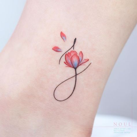 Flower Tattoos With Petals Falling, J Tattoo Letter Ideas Women, J Flower Tattoo, Flower Letter Tattoo, J Tattoo Letter Ideas, Dumbbell Tattoo, Letter J Tattoo, Letter S Tattoo, Unique Infinity Tattoo