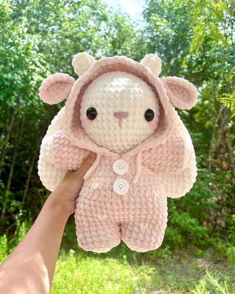 candace the cow bunny 🐮 this bunny is wearing a removable pink cow onesie. onesie bunny pattern available on my etsy ☁️ tags 🏷️ #crochet #crochetaddict #crochetamigurumi #amigurumi #amigurumilove #crochetlove #crochetplush #crochetbunny #crochetplushie #crochetplush #crochetpattern #crochetinspiration Crochet Pink Bunny, Crochet Amigurumi Cow, Dolls Crochet, Crochet Clothes For Amigurumi, Crochet Teddies, Velvet Amigurumi, Crochet Bunnies, Etsy Crochet Patterns, Pink Yarn Crochet Ideas