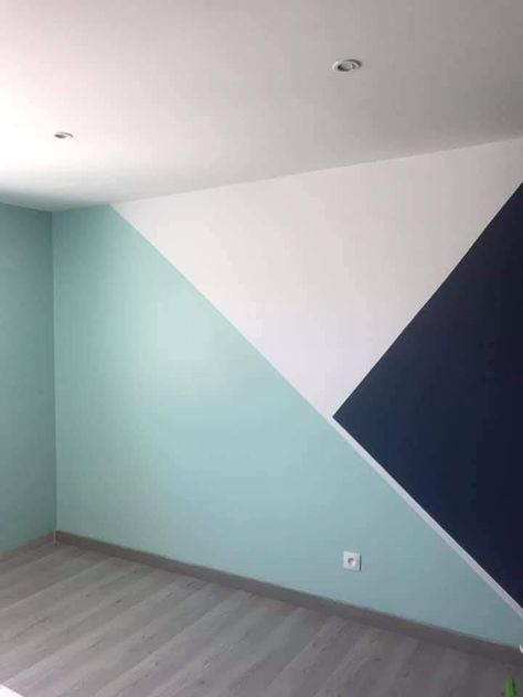 Tri Color Wall Paint, Color Combination For Living Room, Trending Wall Decor, Room Paint Designs, Geometric Wall Paint, Frame Tutorial, Paint Frame, Room Color Combination, Living Room Wall Color