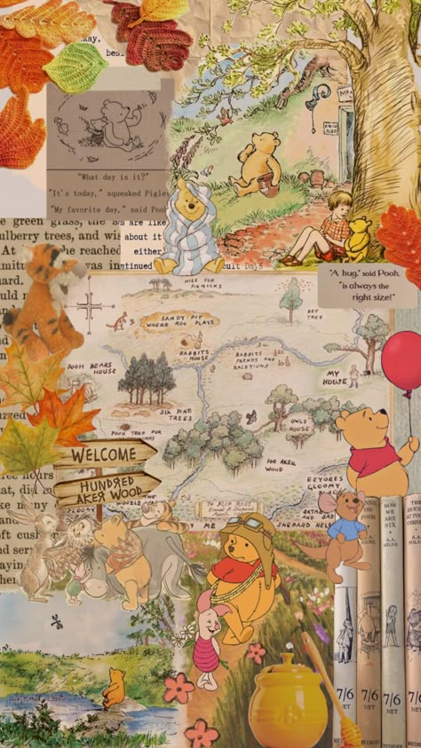 #winniethepooh #pooh #poohbear #autumnbookshelf #cosy Pooh Wallpaper, Pooh Pictures, Cottagecore Wallpaper, Winnie The Pooh Pictures, Cute Winnie The Pooh, Cute Egg, Cute Disney Pictures, Disney Collage, Disney Phone Wallpaper