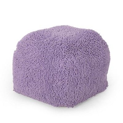 Moloney Modern Microfiber Chenille Round Pouf Lavender - Christopher Knight Home : Target Purple Ottoman, Cozy Texture, Square Pouf, Noble House, Christopher Knight Home, Upholstered Ottoman, Chenille Fabric, Colorful Design, Interior Decor