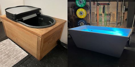 What is the total cost to build a DIY Cold Plunge? This is by far the most common question I get, so in this article I will break down a few different options when it comes to pricing out your plunge. If you are using my plans, I have 3 main options for you to choose from. The first is building a DIY cold plunge out of a stock tank - this will be the cheapest option.  Second, converting a freestanding bathtub into a DIY cold plunge and hot tub (by far my favorite DIY plunge to-date… and ... Cold Plunge Pool Diy, Cold Plunge Room Ideas, Diy Cold Plunge Tub, Diy Cold Plunge, Cold Plunge Tub, Tub Lighting, Black Tub, Cold Plunge, Stock Tank