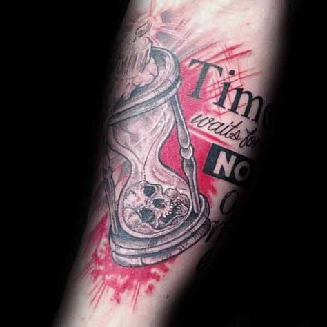 40 Time Waits For No Man Tattoo Designs For Men – Quote Ink Ideas New Beginning Tattoo For Men, Time Wasted Tattoo, Wasting Time Tattoo, Tattoo Ideas For Men First Time, Time Waits For No Man Tattoo, Time Waits For No One Tattoo, Tattoo With Skull, Time Waits For No Man, Time Waits For No One