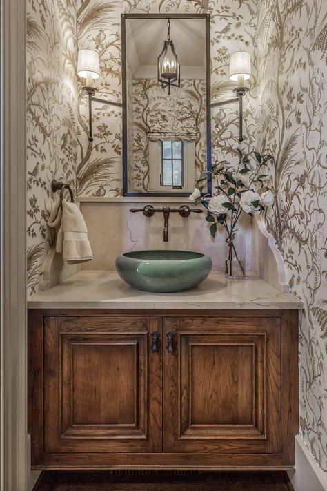 Bathroom Design Simple, Venetian Plaster Walls, Lake Keowee, Powder Room Decor, Downstairs Toilet, English Manor, Downstairs Bathroom, Bathroom Inspiration Decor, Studio Interior