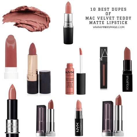 Find out the ten best dupes for MAC Velvet Teddy Matte Lipstick which is one of the best nude lipsticks from MAC and is a favorite of many celebrities. Mac Velvet Teddy, Drugstore Lipstick, Light Pink Lip Gloss, Lipstick For Fair Skin, Lipstick Designs, Velvet Teddy, Best Lipsticks, Makeup Guide, Moisturizing Lipstick