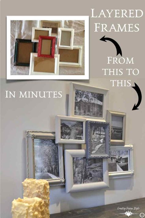 Layered-Frames | Country Design Style | countrydesignstyle.com Layered Frames, Diy Crafts To Sell On Etsy, Repurpose Picture Frames, Photo Frame Collage, Farmhouse Styling, Bright Room, Frame Collage, Collage Diy, Picture Frame Decor