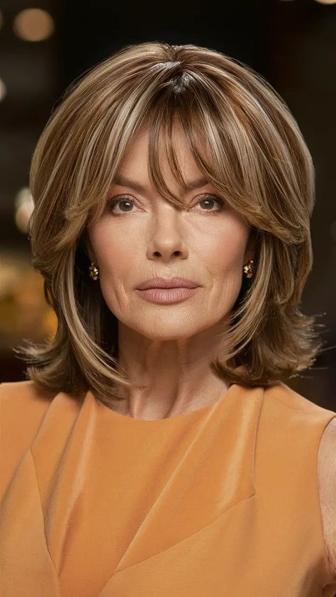 27 New Haircuts for Women Over 50 – 2025: Embrace Modern Style with Confidence Layered Lob With Curtain Bangs, Lob With Curtain Bangs, New Haircuts For Women, Modern Haircuts For Women, Flipped Hair, Shoulder Length Bob Haircut, Jennifer Lopez Hair, Layered Lob, Angular Face